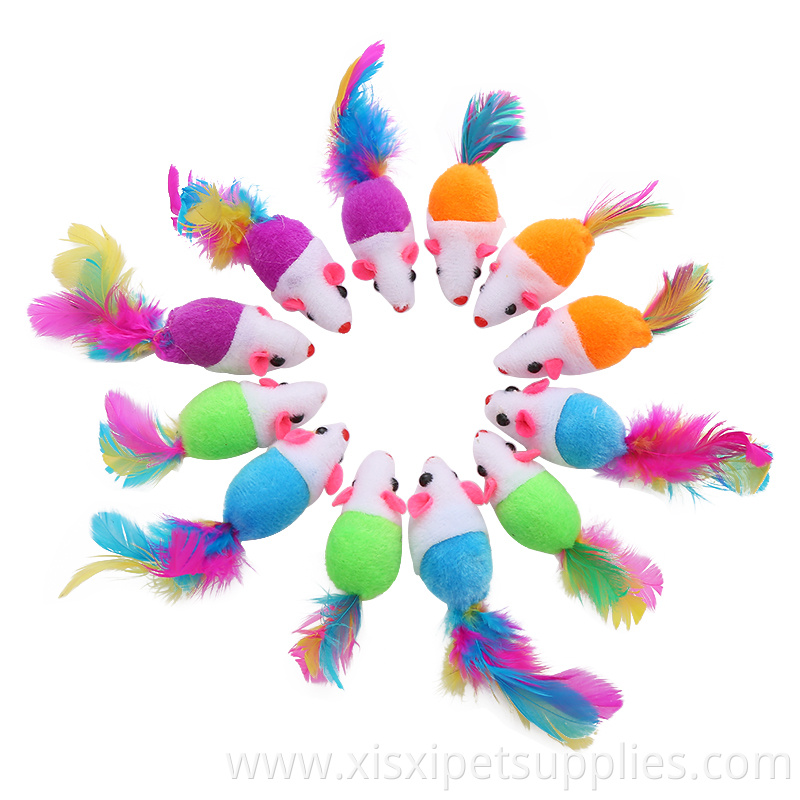 The factory spot colorful feathers mouse interactive cat toy
